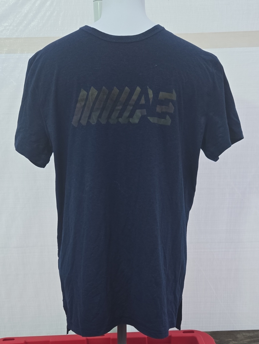 American Eagle Outfitters Navy Short-Sleeve Tee with Tonal Back Graphic